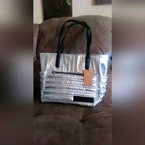 NWT Steve Madden Silver Tote/Shoulder Bag.